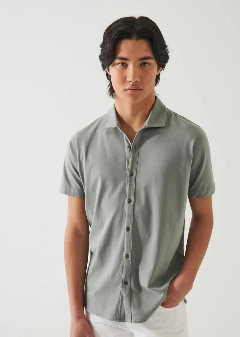 Patrick Assaraf Knit Front Shirt- Dolphin