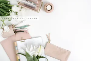 Pencil Case & Tulips Workspace