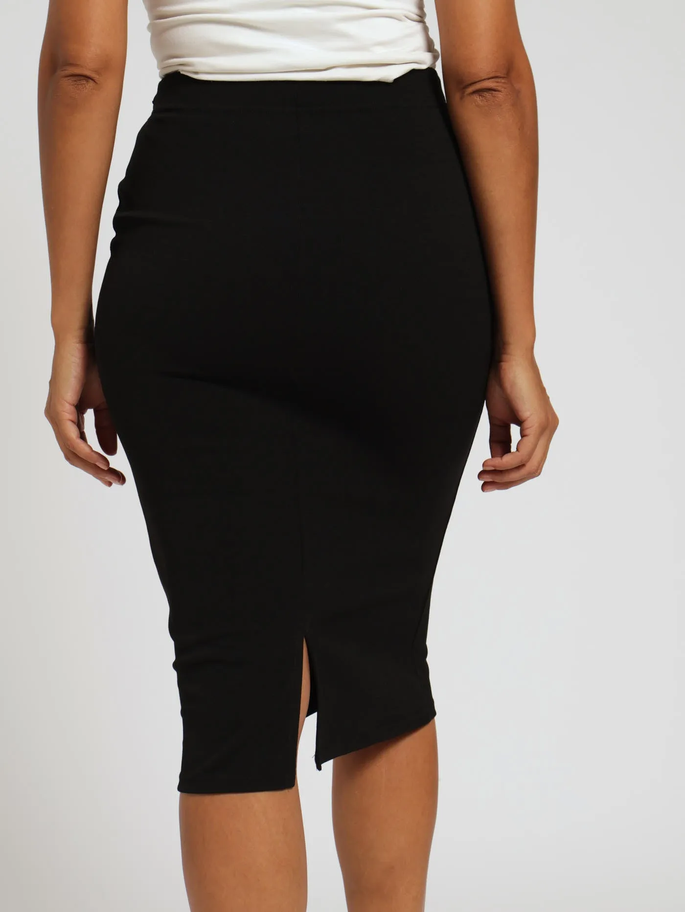 Pencil Skirt With Trim - Black