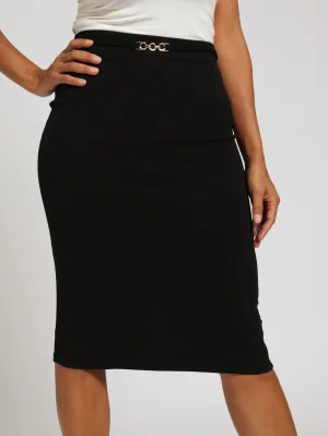 Pencil Skirt With Trim - Black