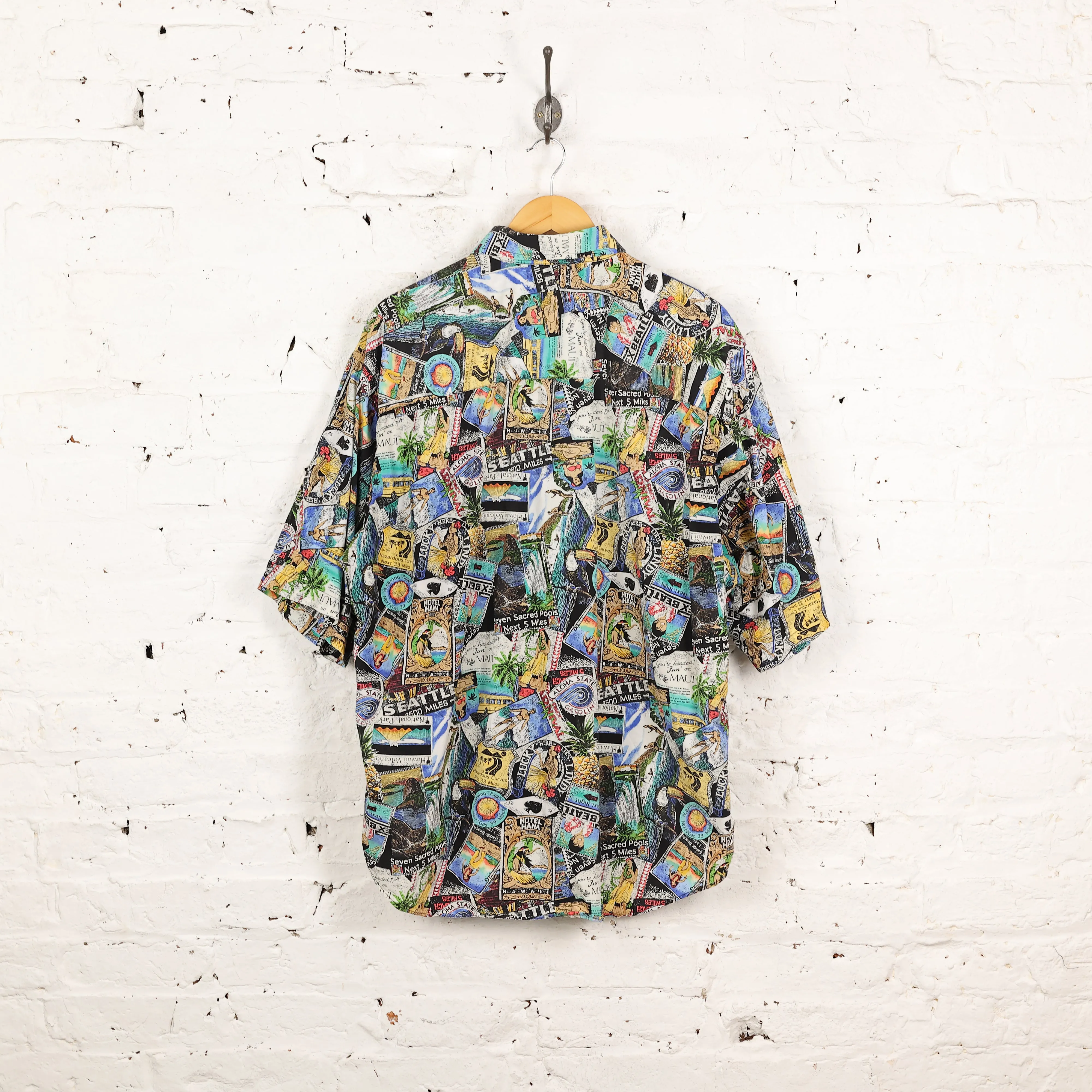 Pendleton Hawaiian Pattern Shirt - Black/Green - L