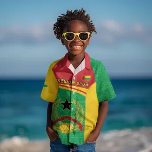 Personalised Afro Guinea Bissau Kid Hawaiian Shirt Coat Of Arms Mix African Pattern LT15