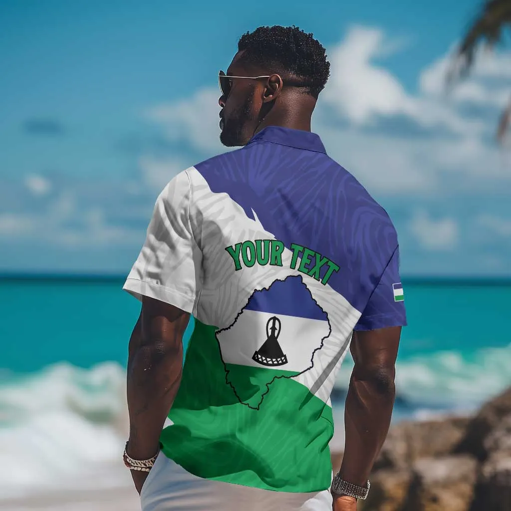 Personalised Afro Lesotho Hawaiian Shirt Coat Of Arms With Map - Grunge Style LT15