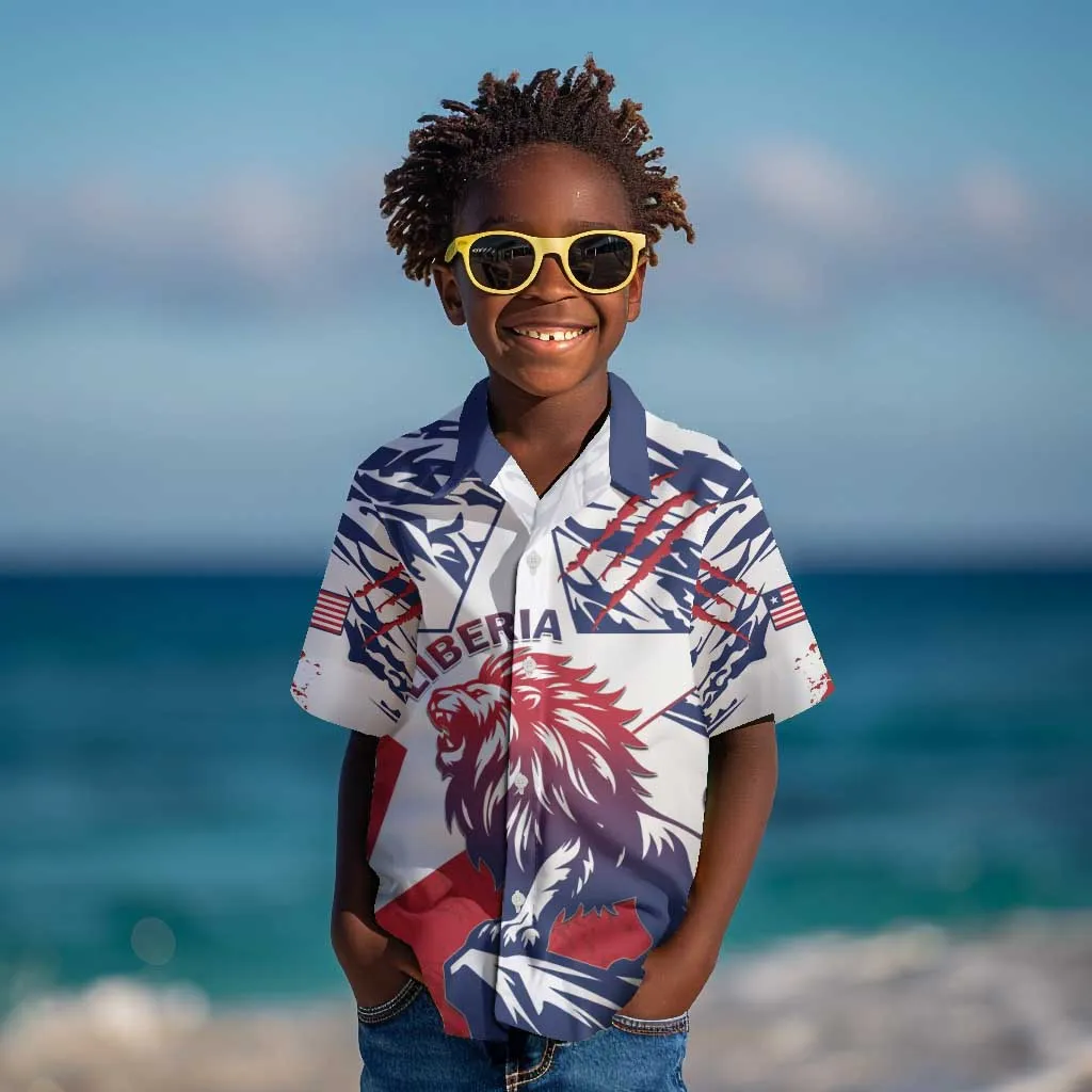 Personalised Afro Liberia Kid Hawaiian Shirt African King Lion - Grunge Style LT15