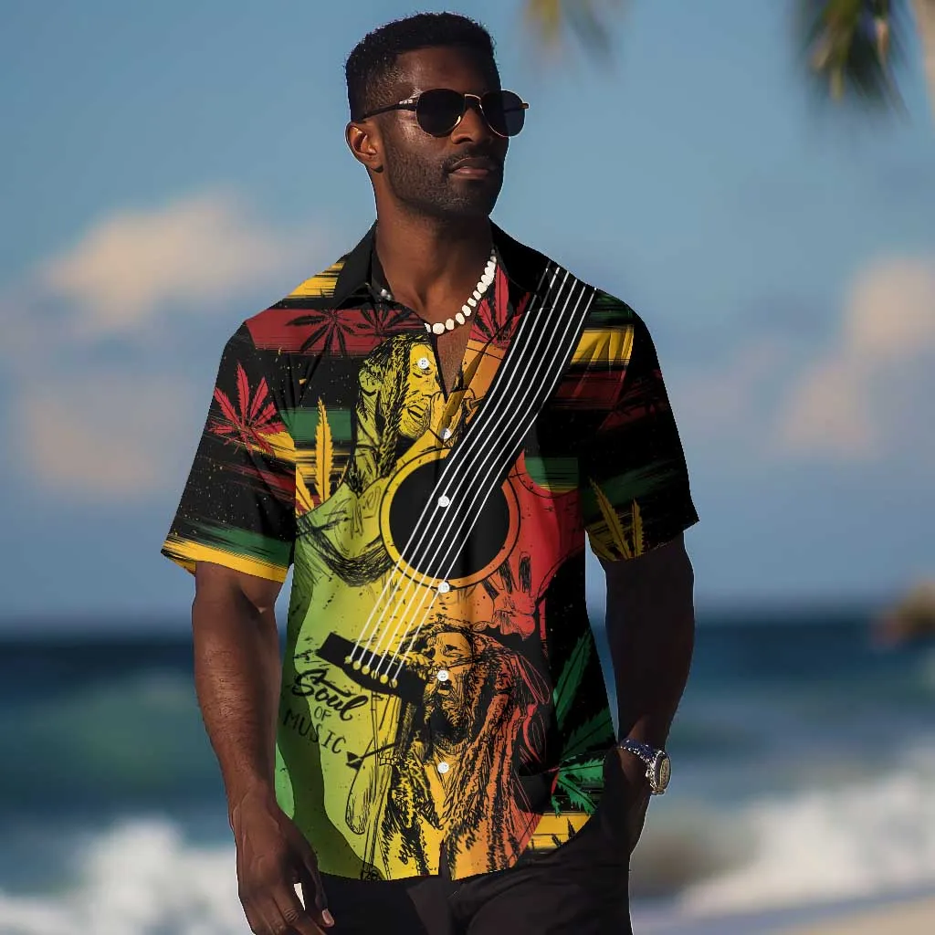 Personalised Afro Reggae Hawaiian Shirt Soul of Music Sketch Style LT7