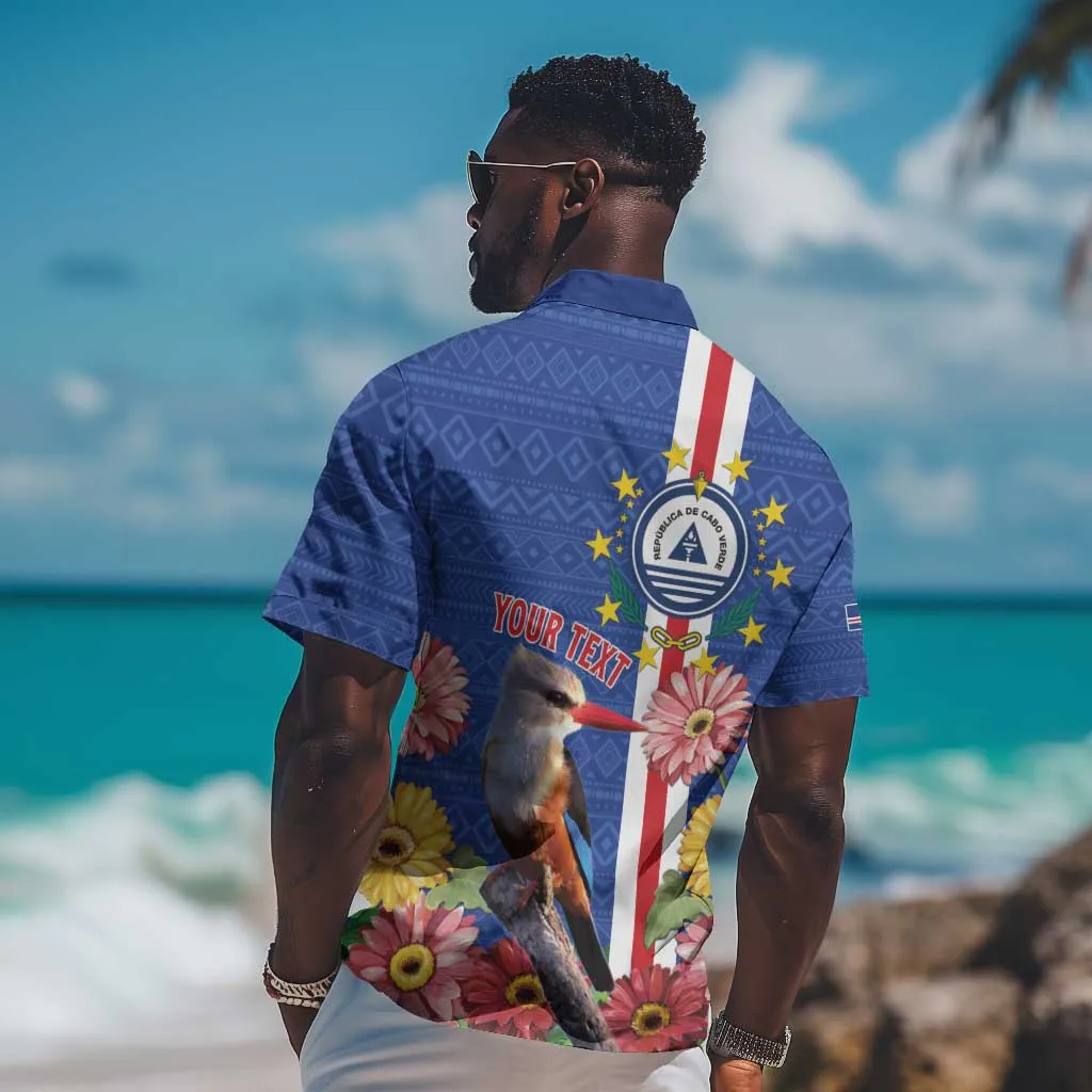 Personalised Cabo Verde Hawaiian Shirt Grey-Headed Kingfisher Mix Gerbera Daisy LT15