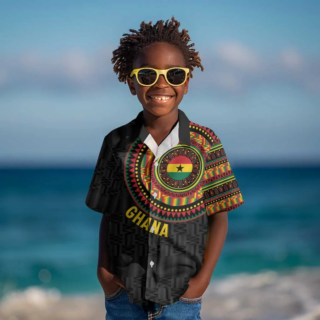 Personalised Ghana African Tribal Mix Kente Patterns Kid Hawaiian Shirt Chest Arm Tattoo LT15