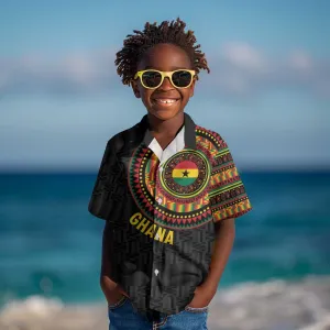 Personalised Ghana African Tribal Mix Kente Patterns Kid Hawaiian Shirt Chest Arm Tattoo LT15