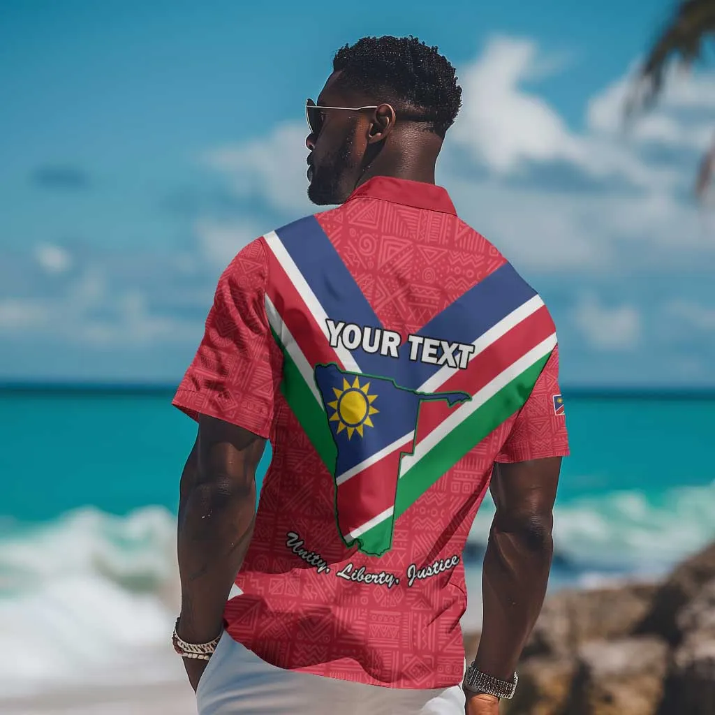 Personalised Namibia Hawaiian Shirt Coat Of Arms With Flag Map - Happy Independence Day LT15
