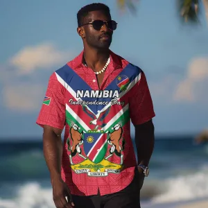 Personalised Namibia Hawaiian Shirt Coat Of Arms With Flag Map - Happy Independence Day LT15