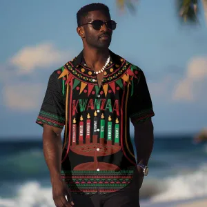 Personalized Afro-American Kwanzaa Hawaiian Shirt Kinara Candles African Pattern LT14