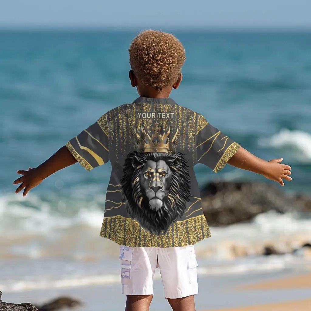 Personalized Black and Gold Lion Africa Kid Hawaiian Shirt DT03