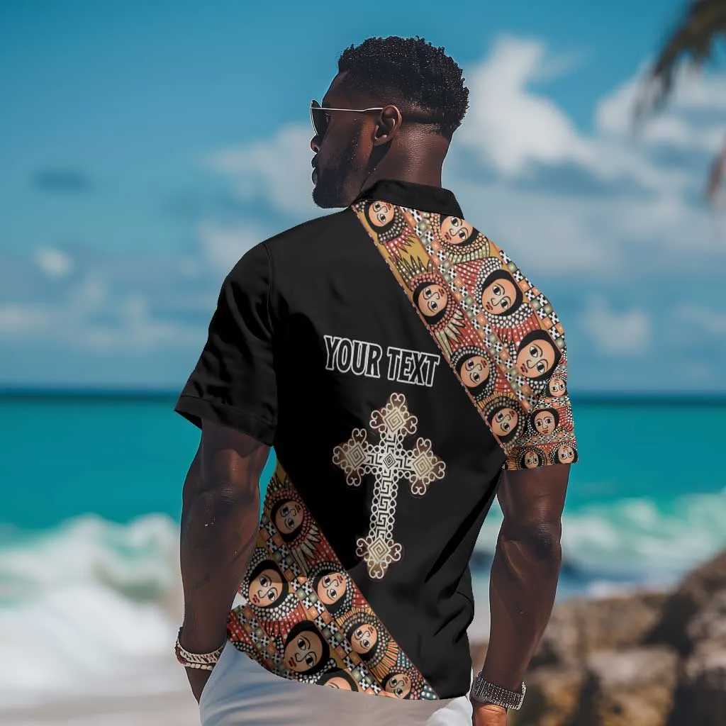 Personalized Ethiopia Hawaiian Shirt Ethiopian Orthodox Church Angel Black Color LT15