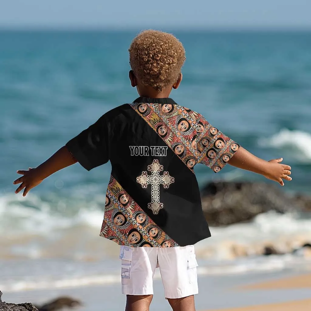 Personalized Ethiopia Kid Hawaiian Shirt Ethiopian Orthodox Church Angel Black Color LT15