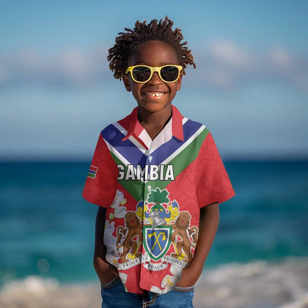 Personalized Gambia Kid Hawaiian Shirt Coat Of Arms - African Pattern LT15
