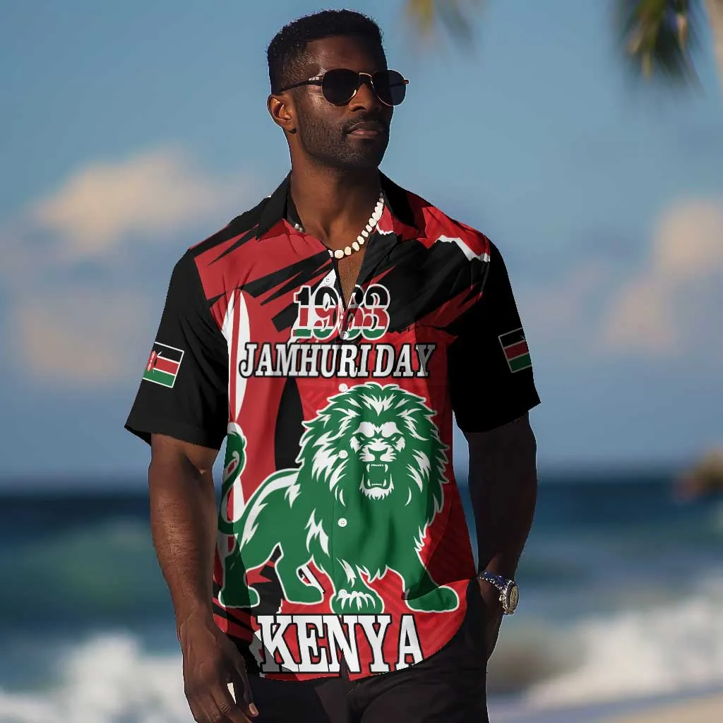 Personalized Jamhuri Day 1963 Hawaiian Shirt Angry Lion With African Shield LT18