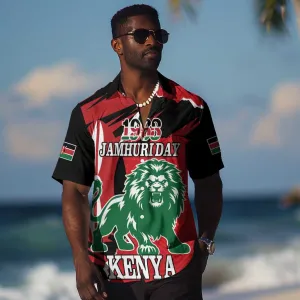 Personalized Jamhuri Day 1963 Hawaiian Shirt Angry Lion With African Shield LT18