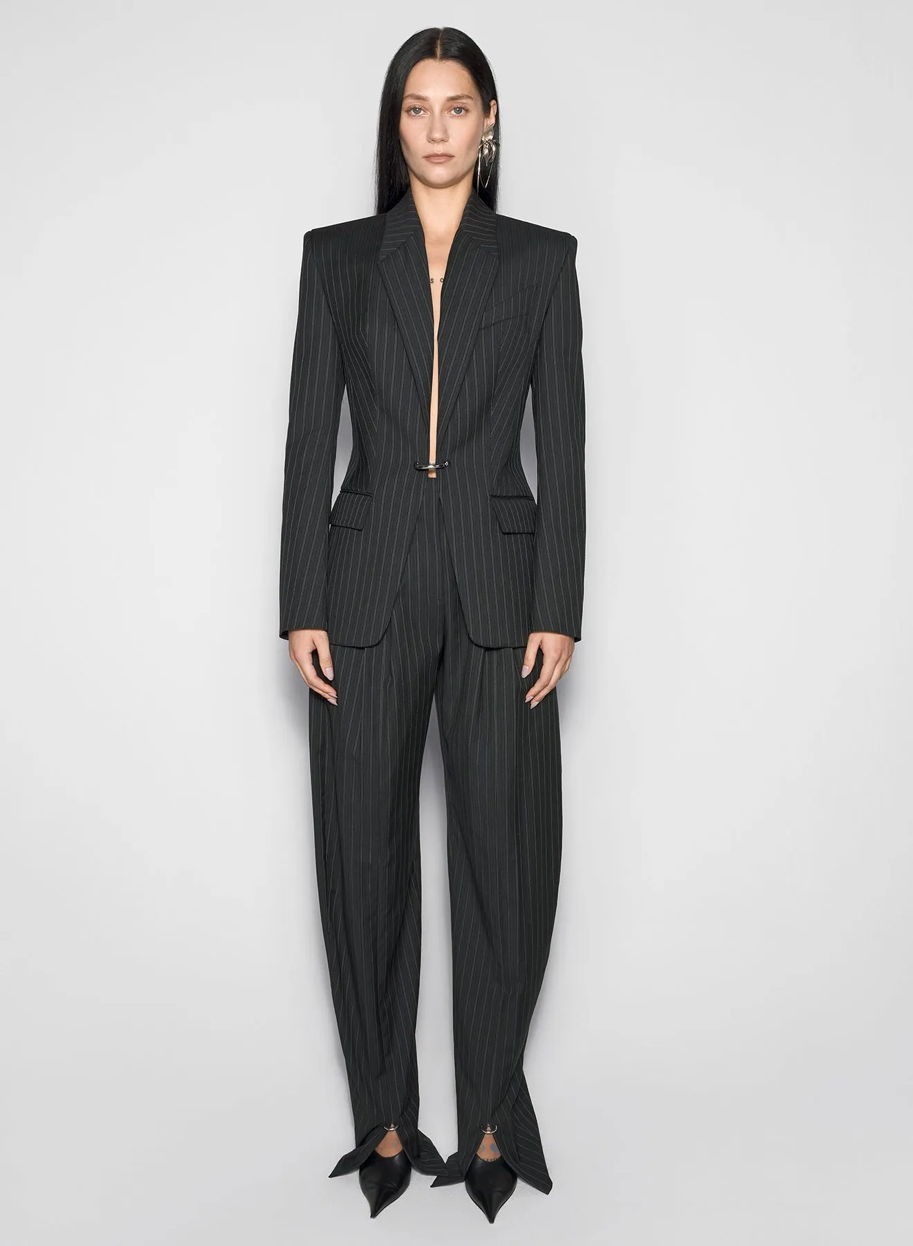 pinstripe pierced tailored jacket