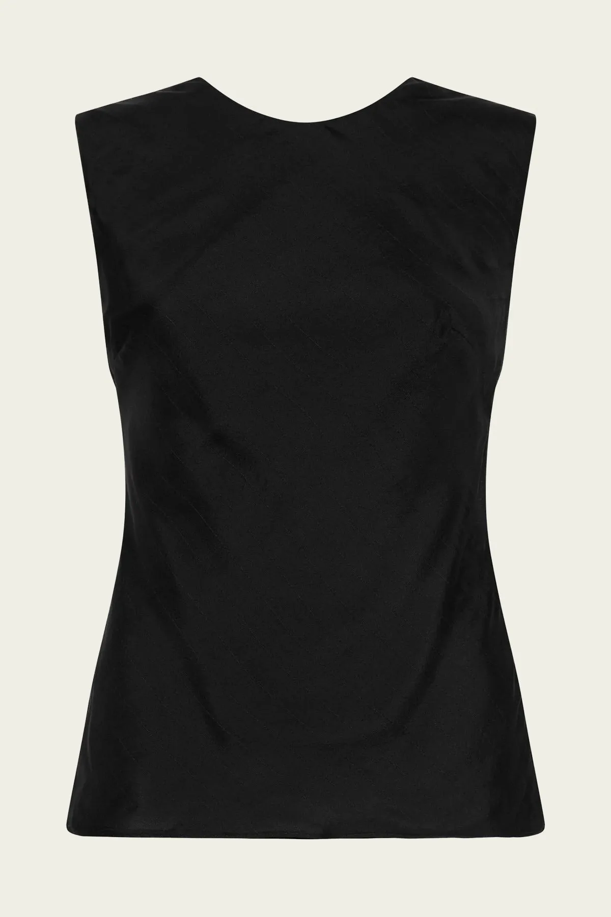 Pinstripe Silk Top in Black