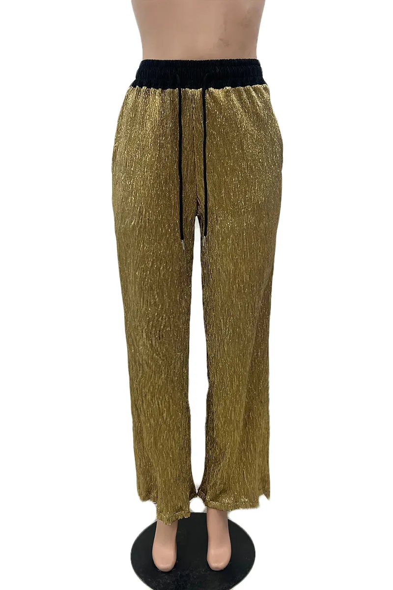 PJ0504 Pleats Glitter Long Pants