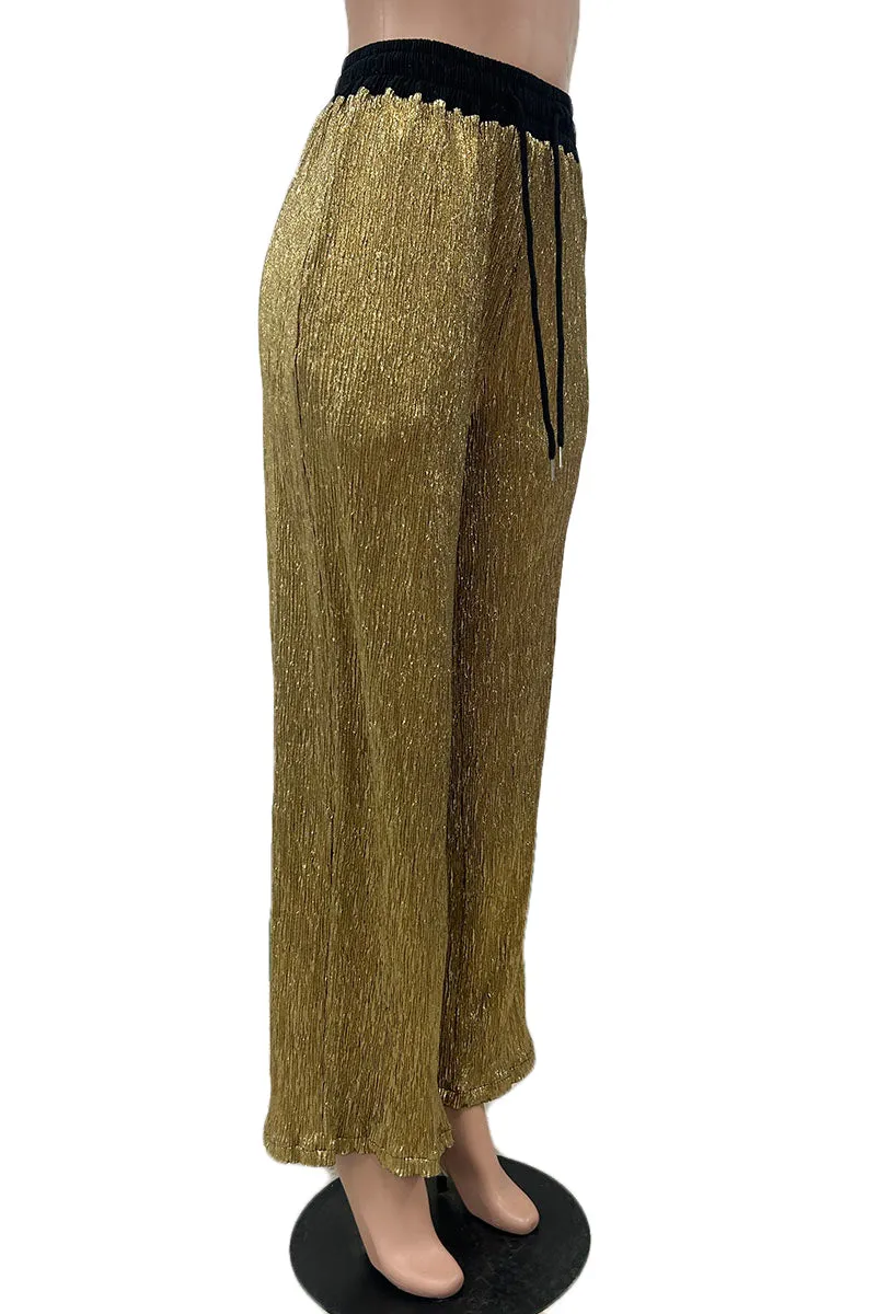 PJ0504 Pleats Glitter Long Pants