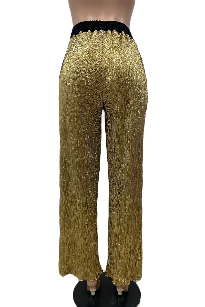 PJ0504 Pleats Glitter Long Pants