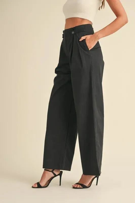 Pleated Detail Wide Leg Pants