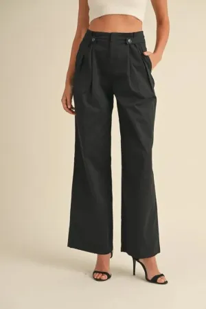 Pleated Detail Wide Leg Pants