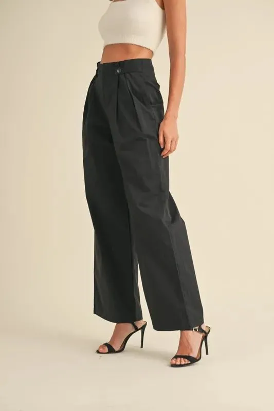 Pleated Detail Wide Leg Pants