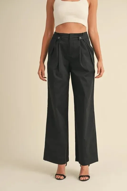 Pleated Detail Wide Leg Pants