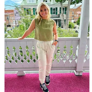 Pleated Jogger Seashell Sand