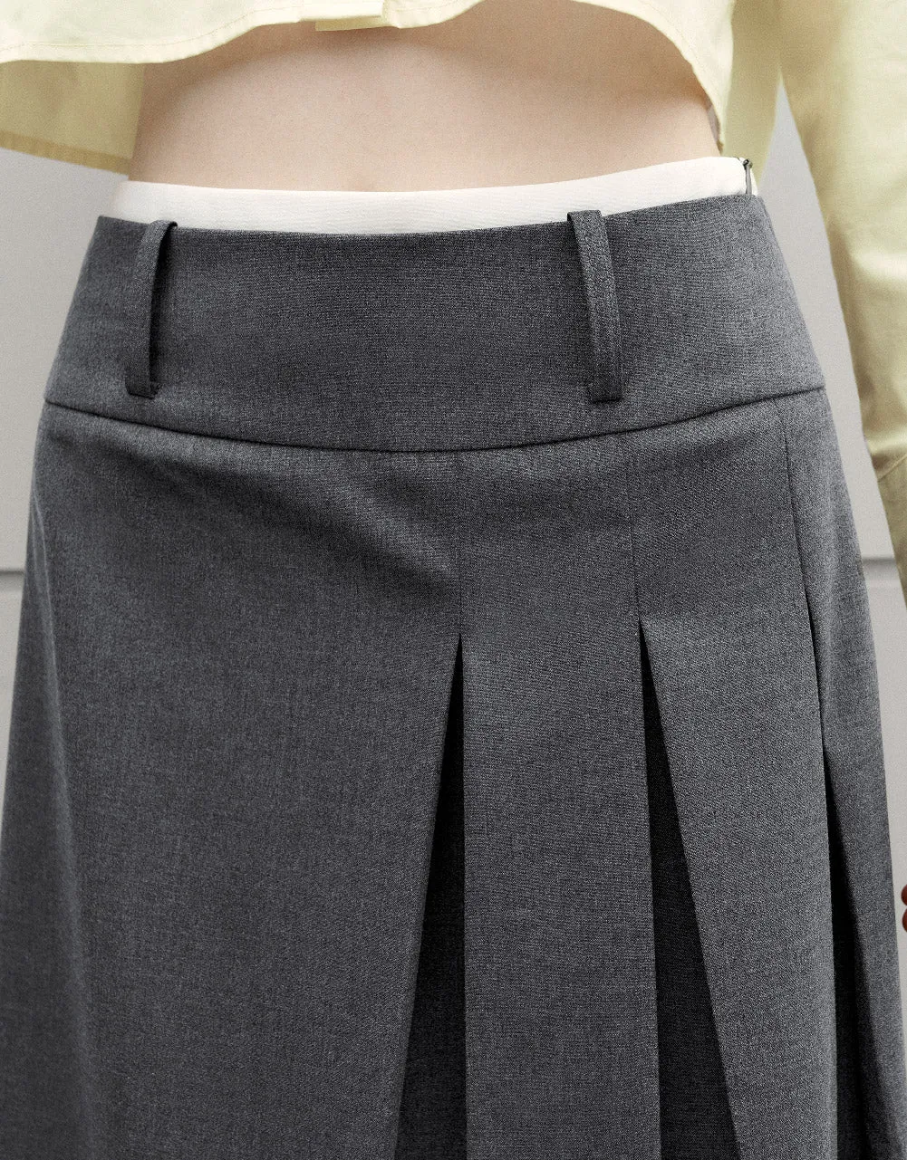 Pleated Midi A-Line Skirt