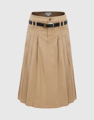 Pleated Midi A-Line Skirt