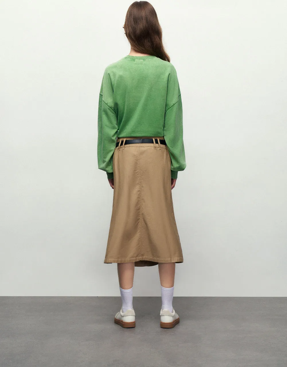 Pleated Midi A-Line Skirt