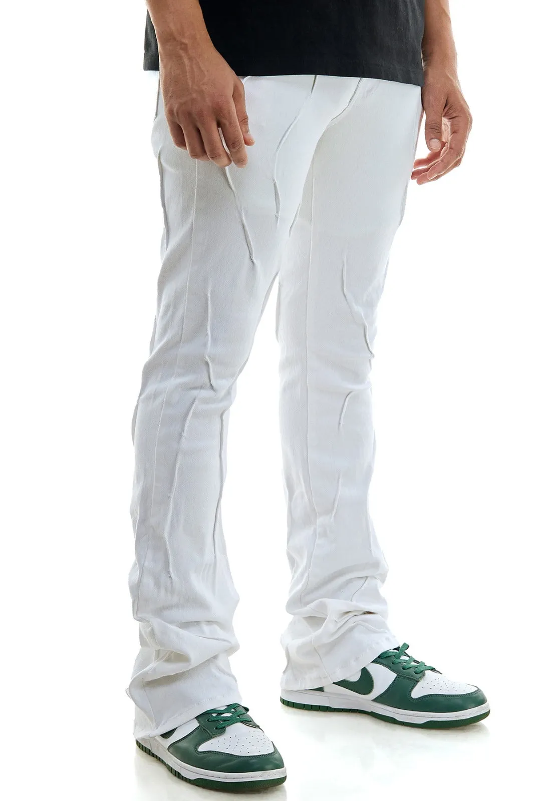 Pleated Skinny Flare Pants: Stacked Flare Fit