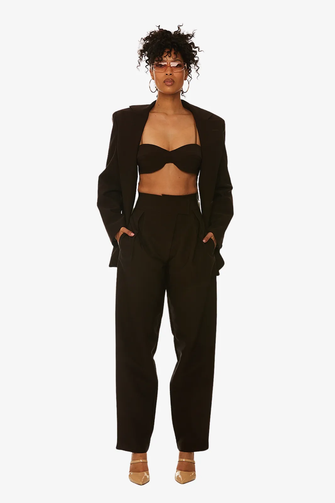 Pleated trouser with cuffed hem