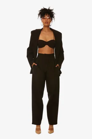 Pleated trouser with cuffed hem