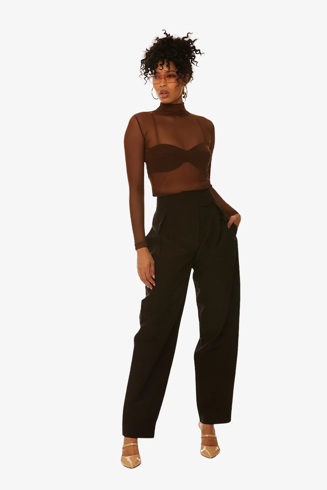 Pleated trouser with cuffed hem