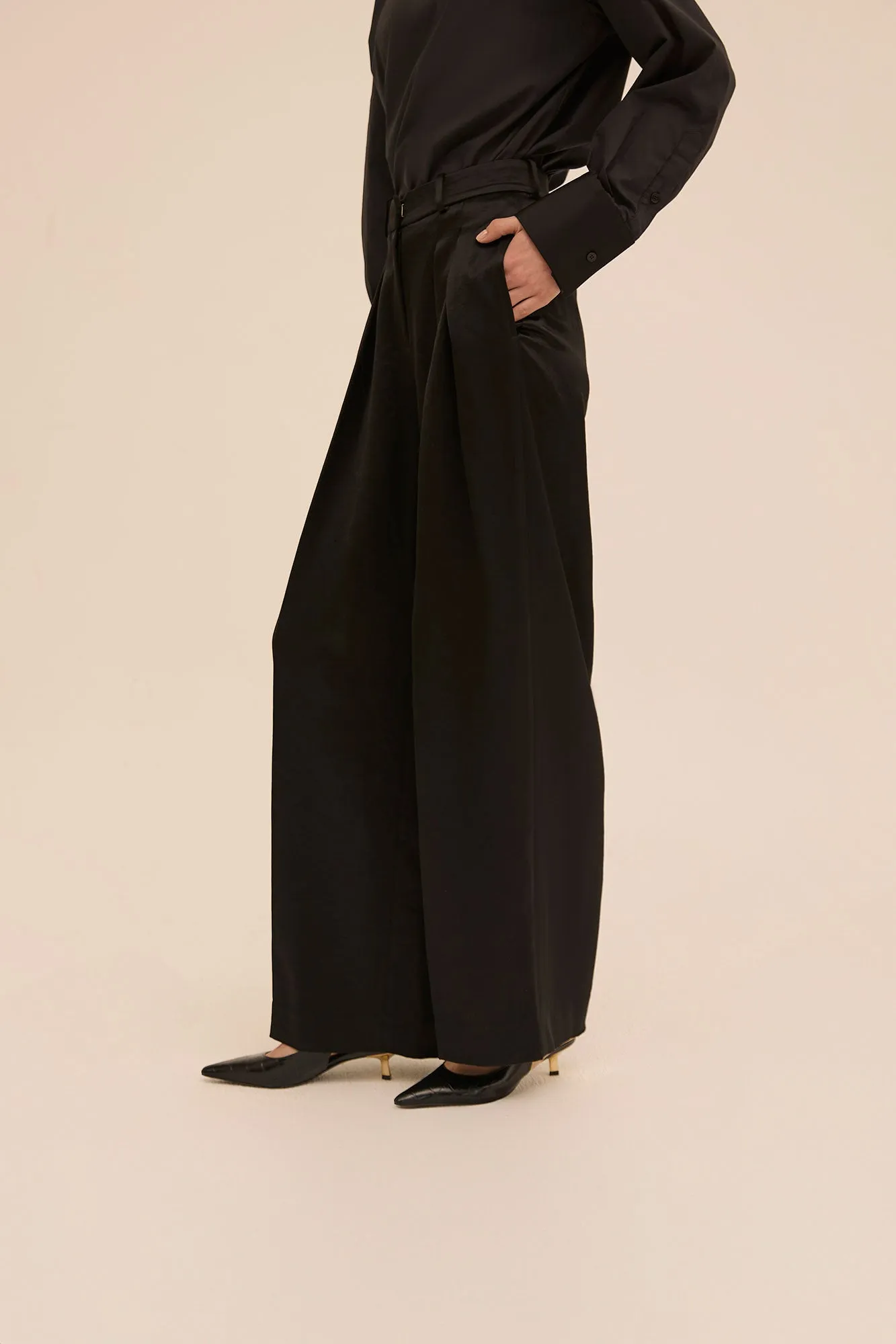 Pleated Wide Leg Trouser