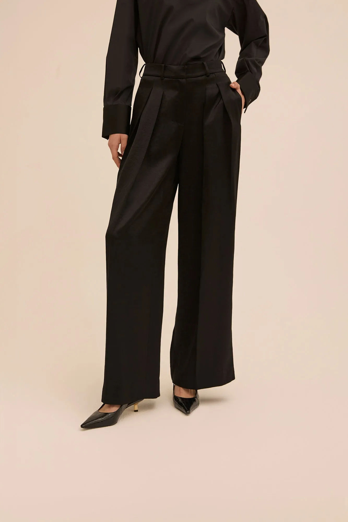 Pleated Wide Leg Trouser