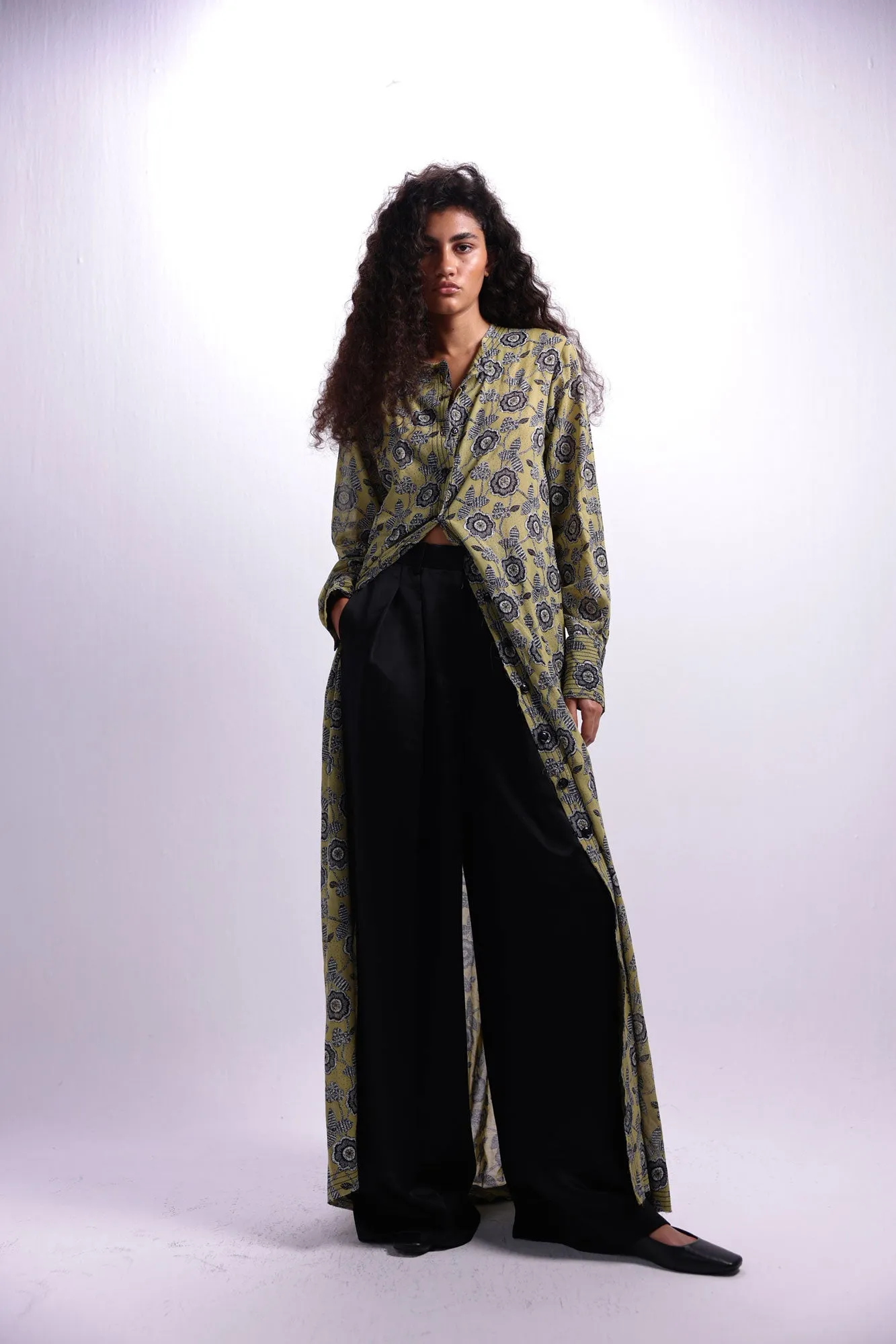 Pleated Wide Leg Trouser