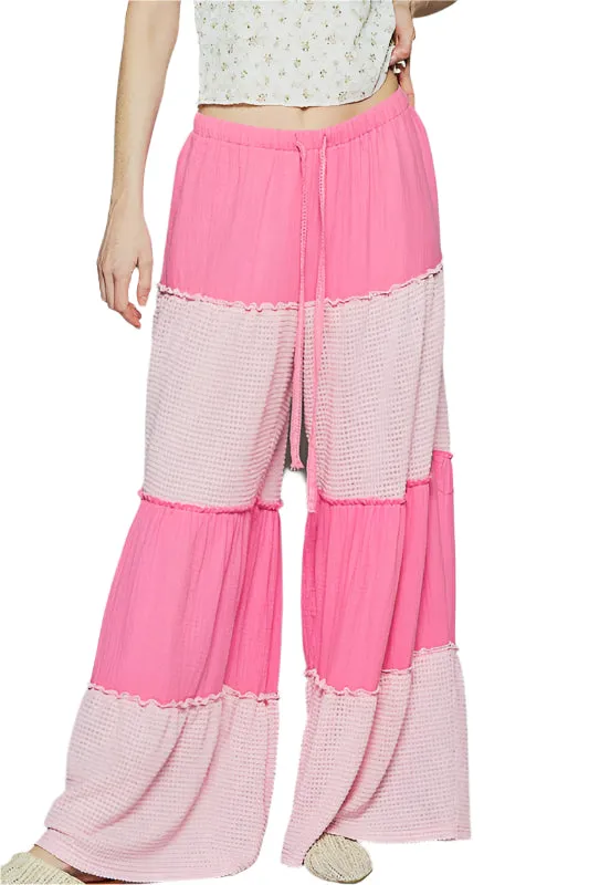 POL Two Tone Drawstring Wide Leg Pants