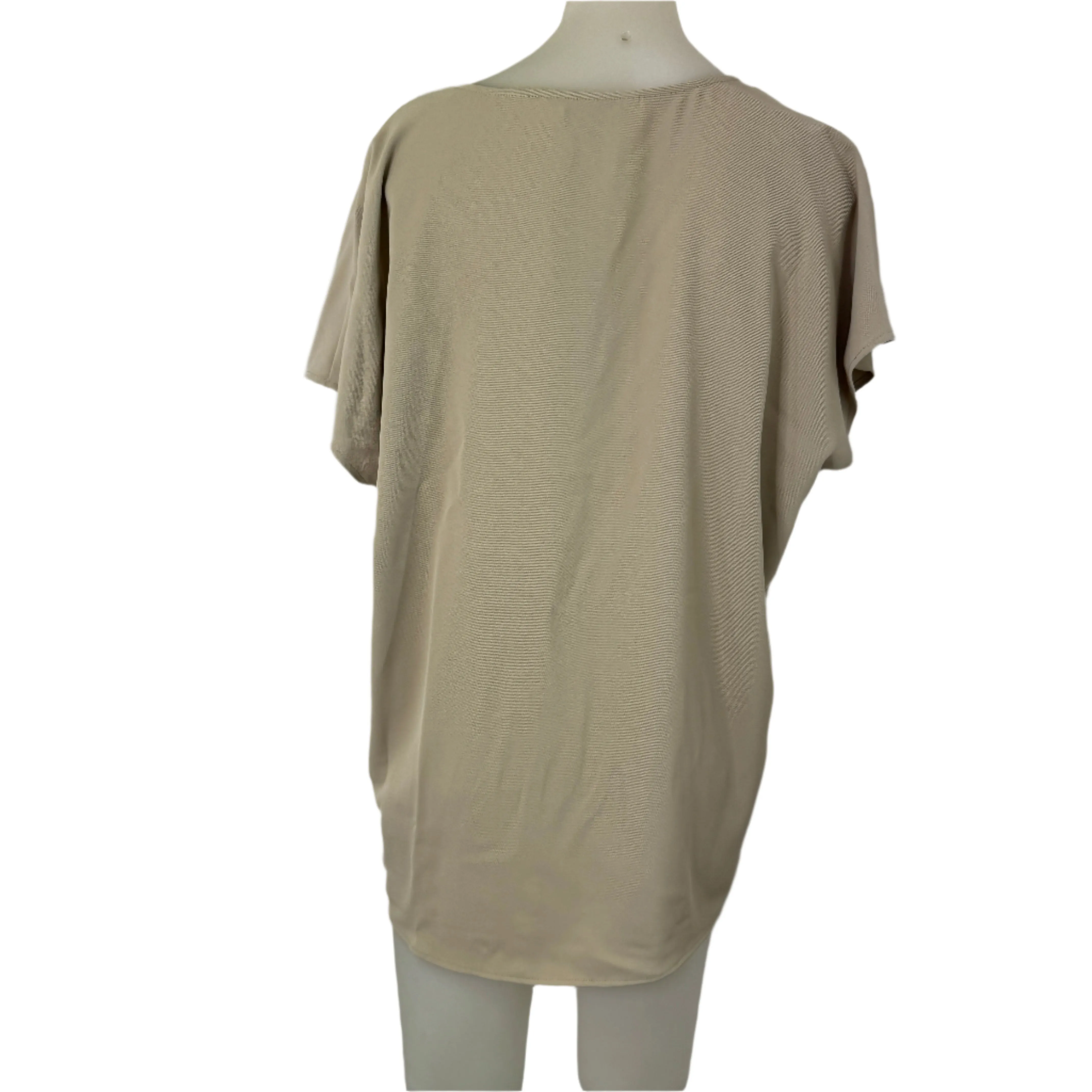 Polyester Camel Plain Short Sleeve Top - Size 14