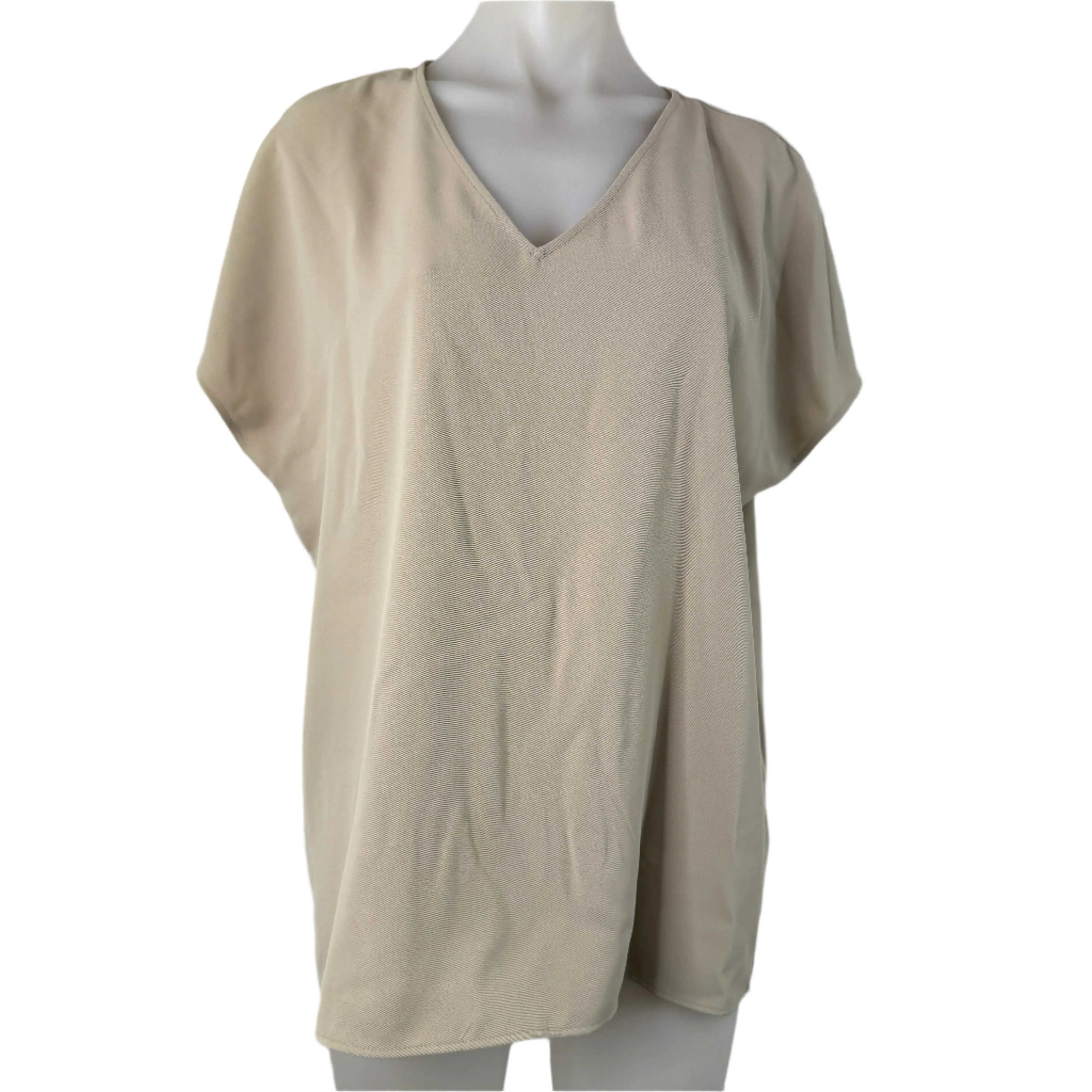 Polyester Camel Plain Short Sleeve Top - Size 14