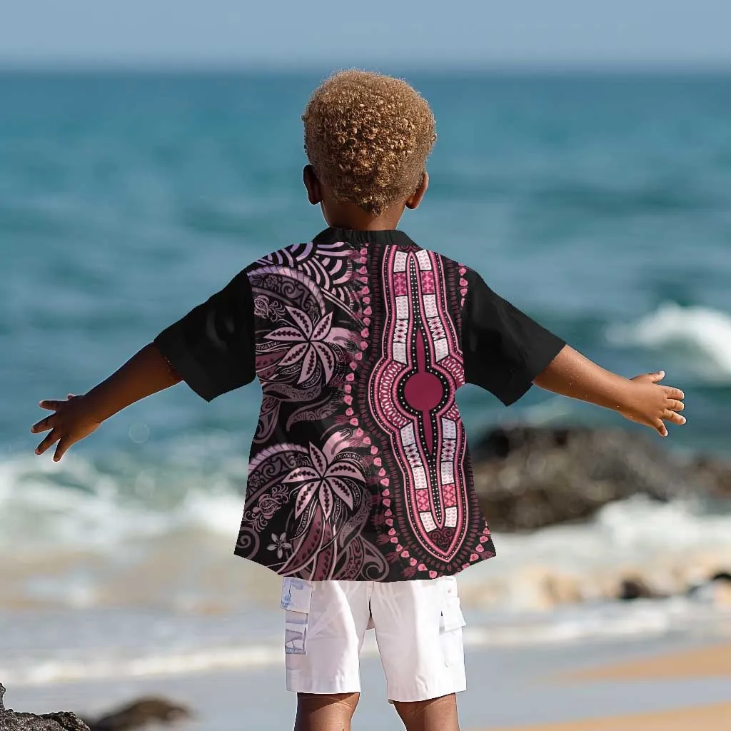 Polynesia Mixed African Dashiki Kid Hawaiian Shirt Afro-pacific Culture - Pink LT9