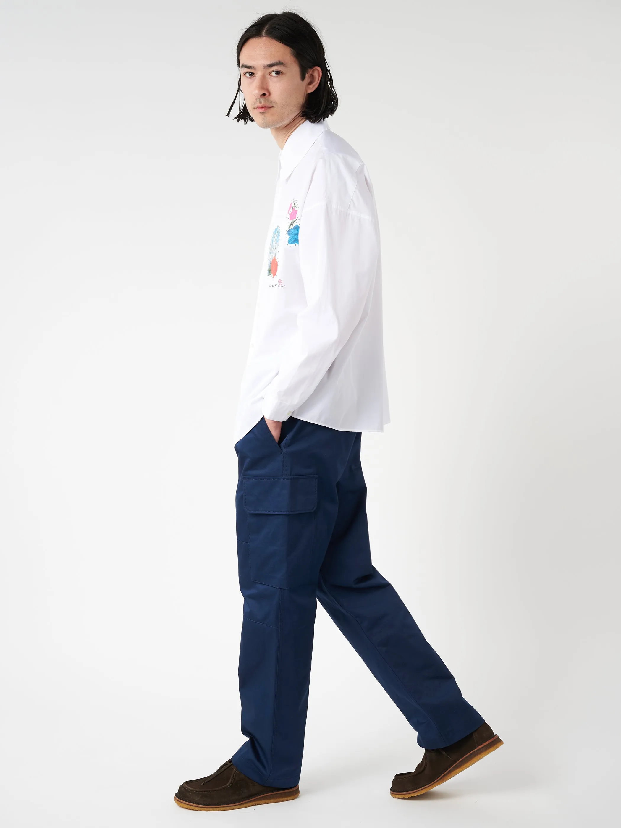 Poplin Shirt with Flower Patches