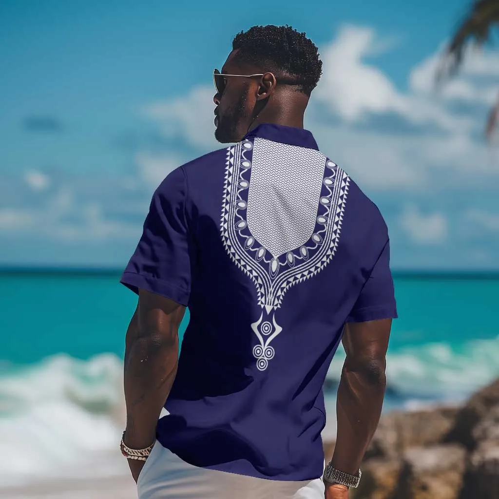 Printed Dashiki African Hawaiian Shirt Blue DT02
