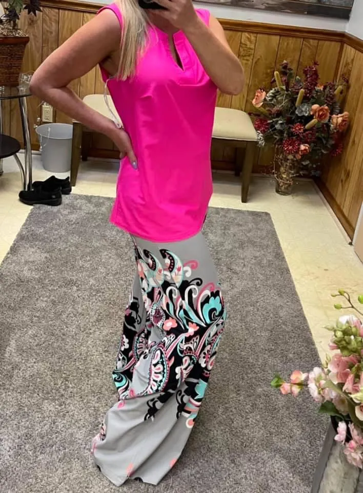 Printed Wide Leg Palazzo Pants