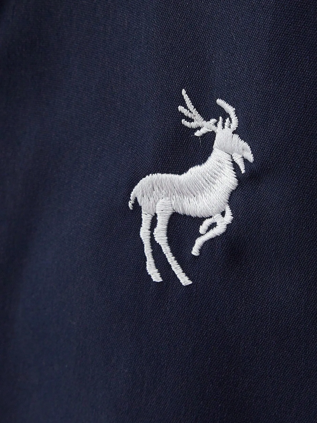 QA Homme Men Deer Embroidery Button Up Shirt
