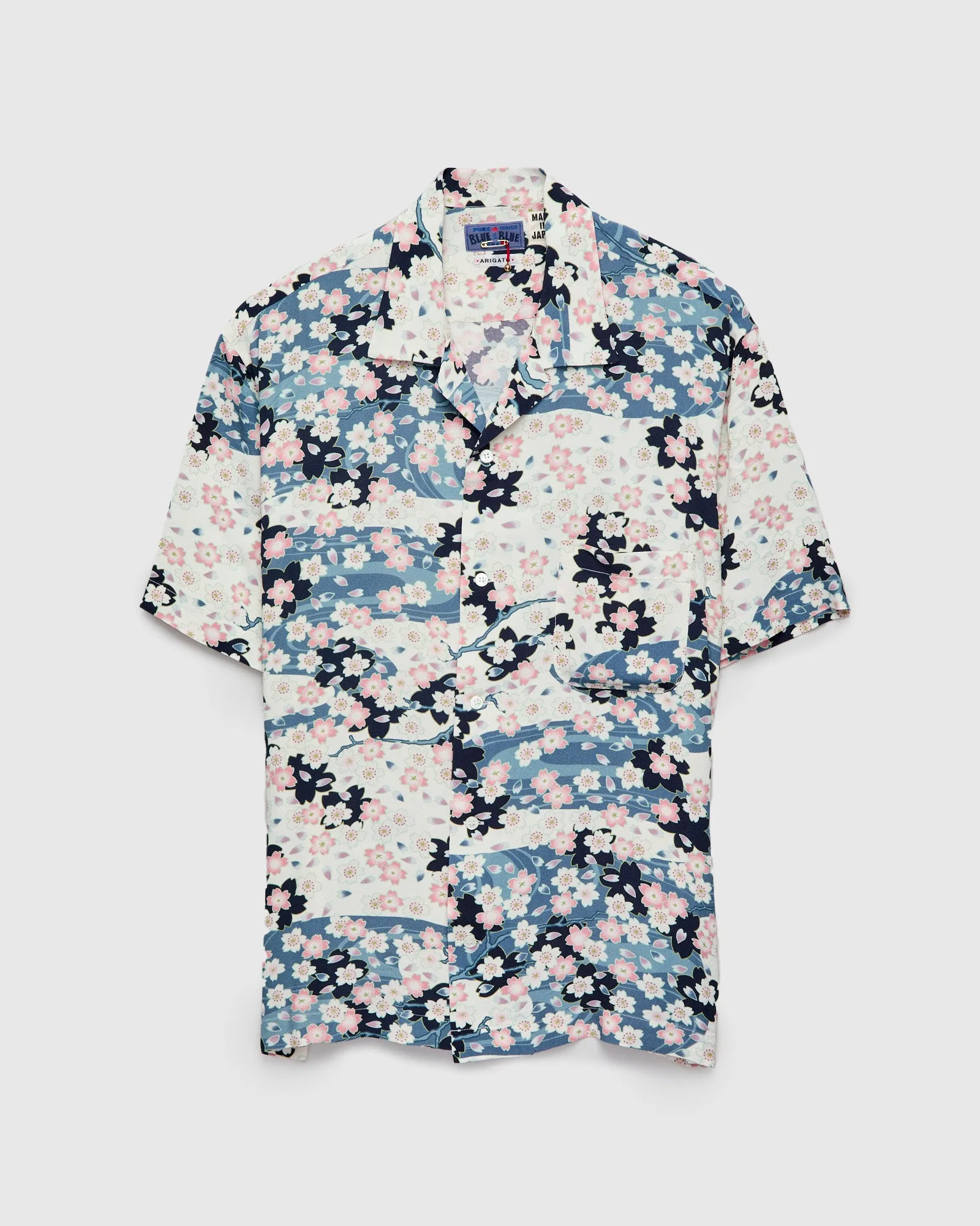 "Nagare Sakura" SS Aloha Shirt in White